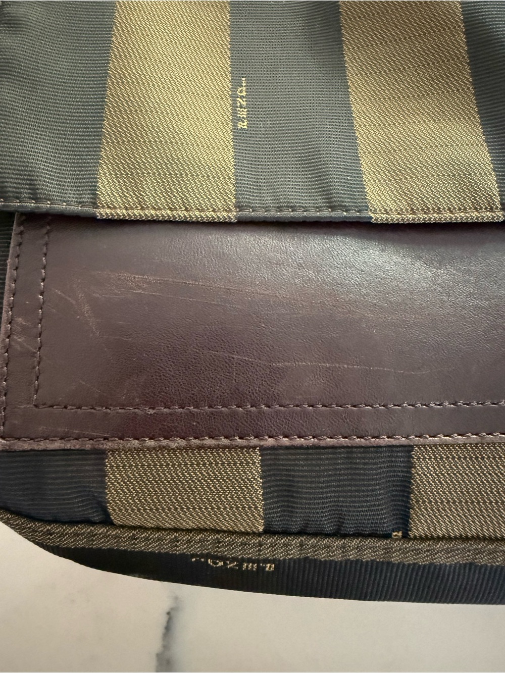 Vintage Fendi Striped Canvas and Leather Shoulder Bag - Picture 9 of 9